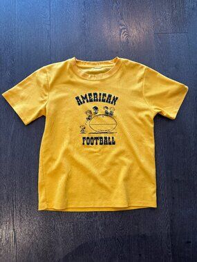 PEANUTS GANG SNOOPY CHARLIE BROWN YELLOW JERSEY-TYPE-FABRIC FOOTBALL SHIRT